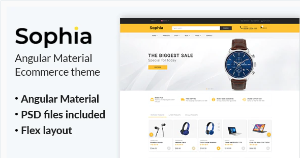 Sophia - Angular Material eCommerce Template 16 February 20