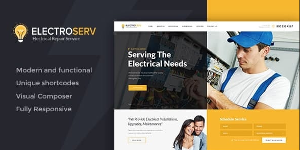 ElectroServ v1.3.2 | Electrical Repair Service WordPress Theme