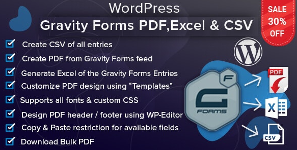 WordPress Gravity Forms PDF, Excel & CSV v1.5.0